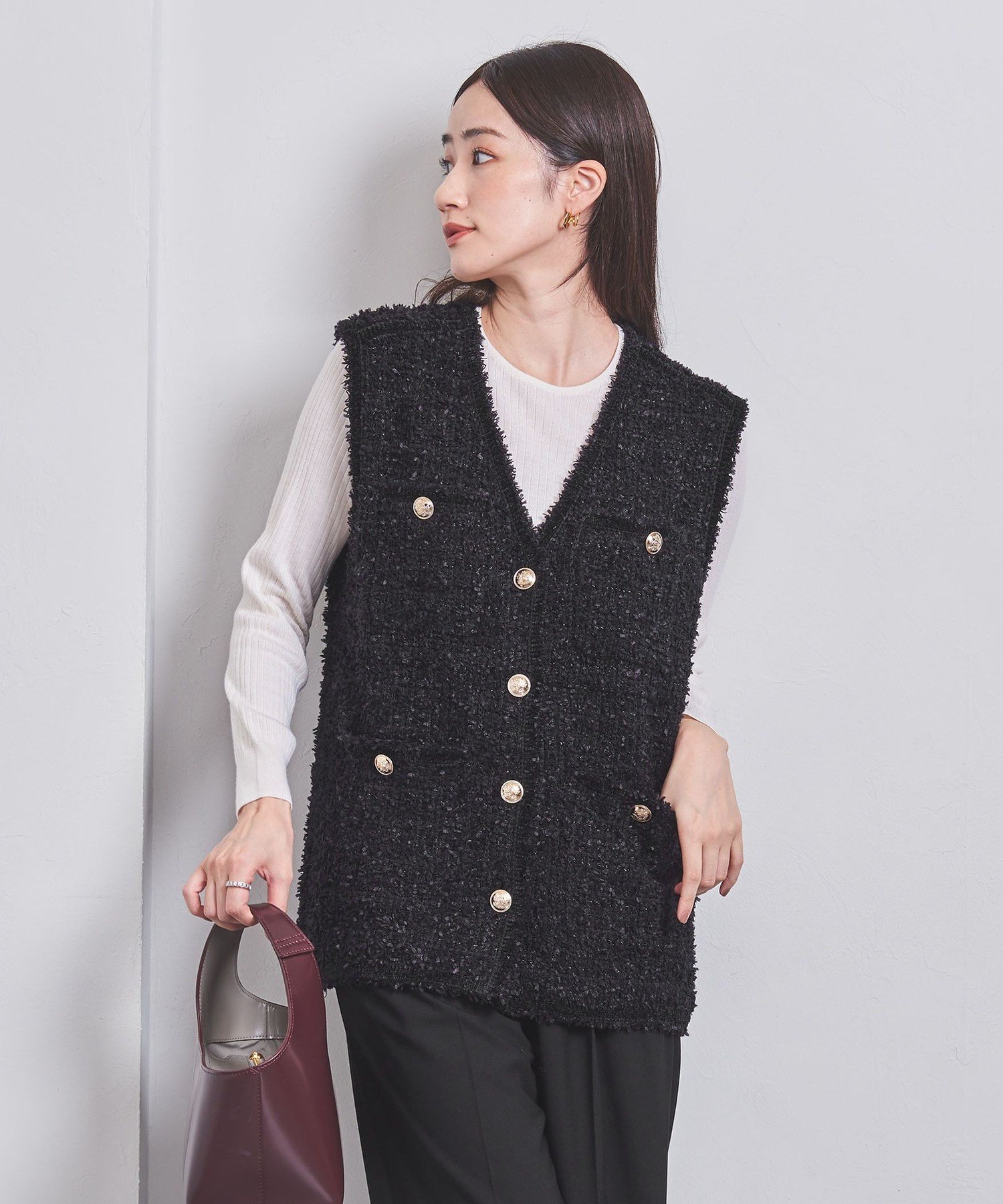 SALE／40%OFF】UNITED ARROWS ツイード モールパイピング ベスト