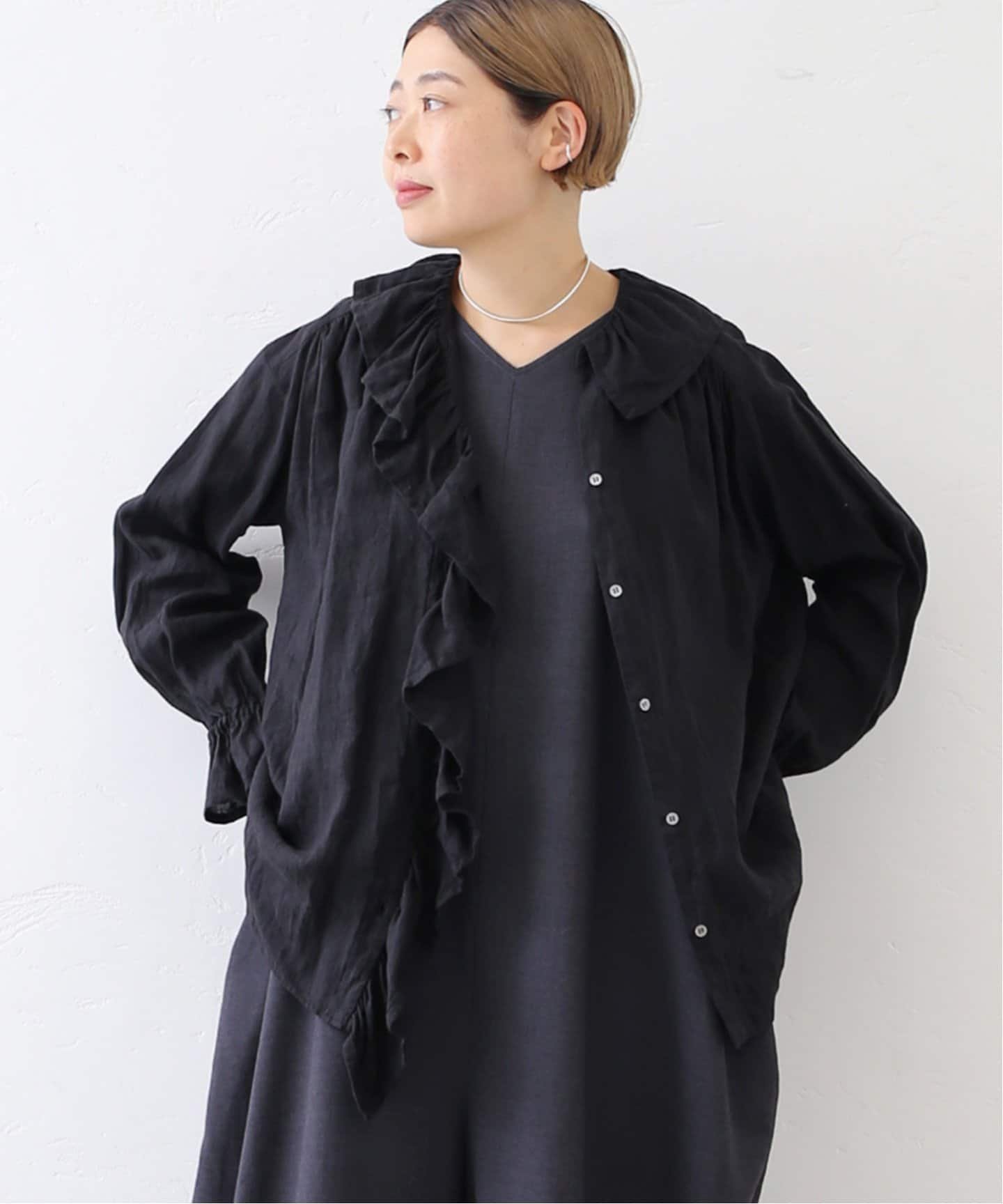 journal standard luxe フレンチリネン フリルパフブラウス ジャーナル 