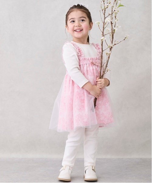 新品petit main◇プティマイン　レース襟プリーツ　フォーマルドレス120 Kids】レースプリーツドレス(120cm サックス): キッズ