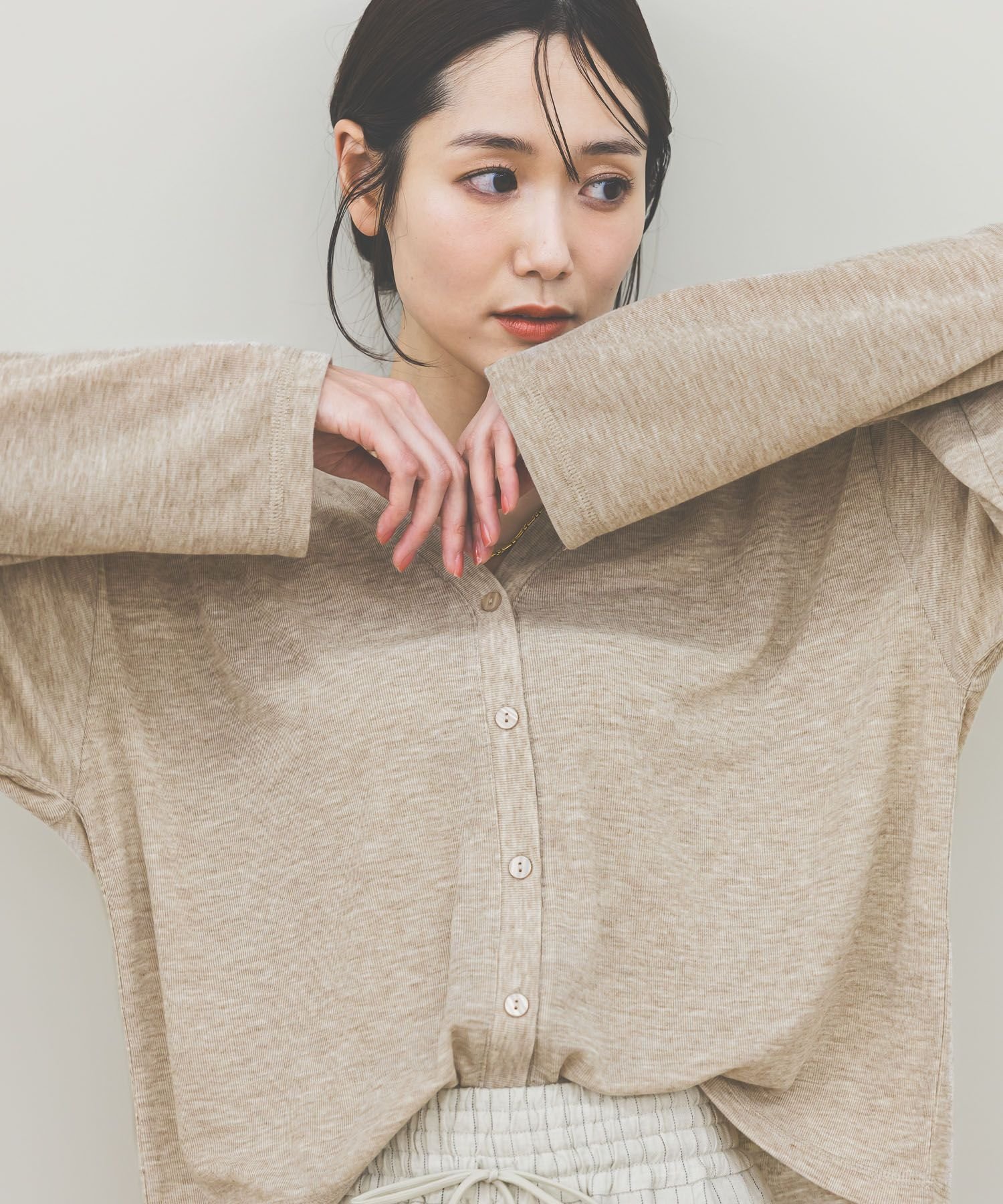 UNITED ARROWS 2トーン ドットジャカード フリルブラウス ユナイテッド 