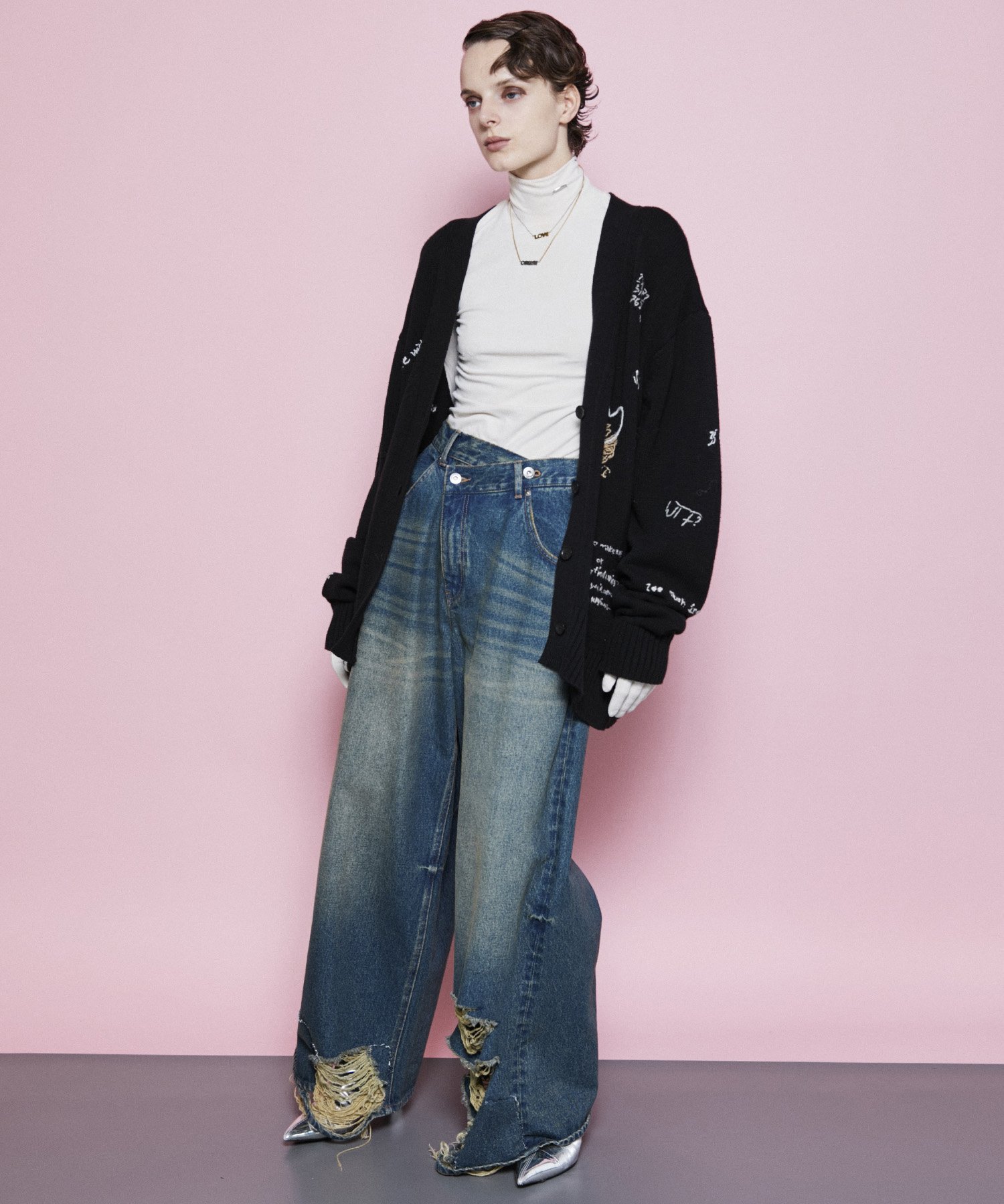 MAISON SPECIAL ライフワードエンブロイダリーニットカーディガン  