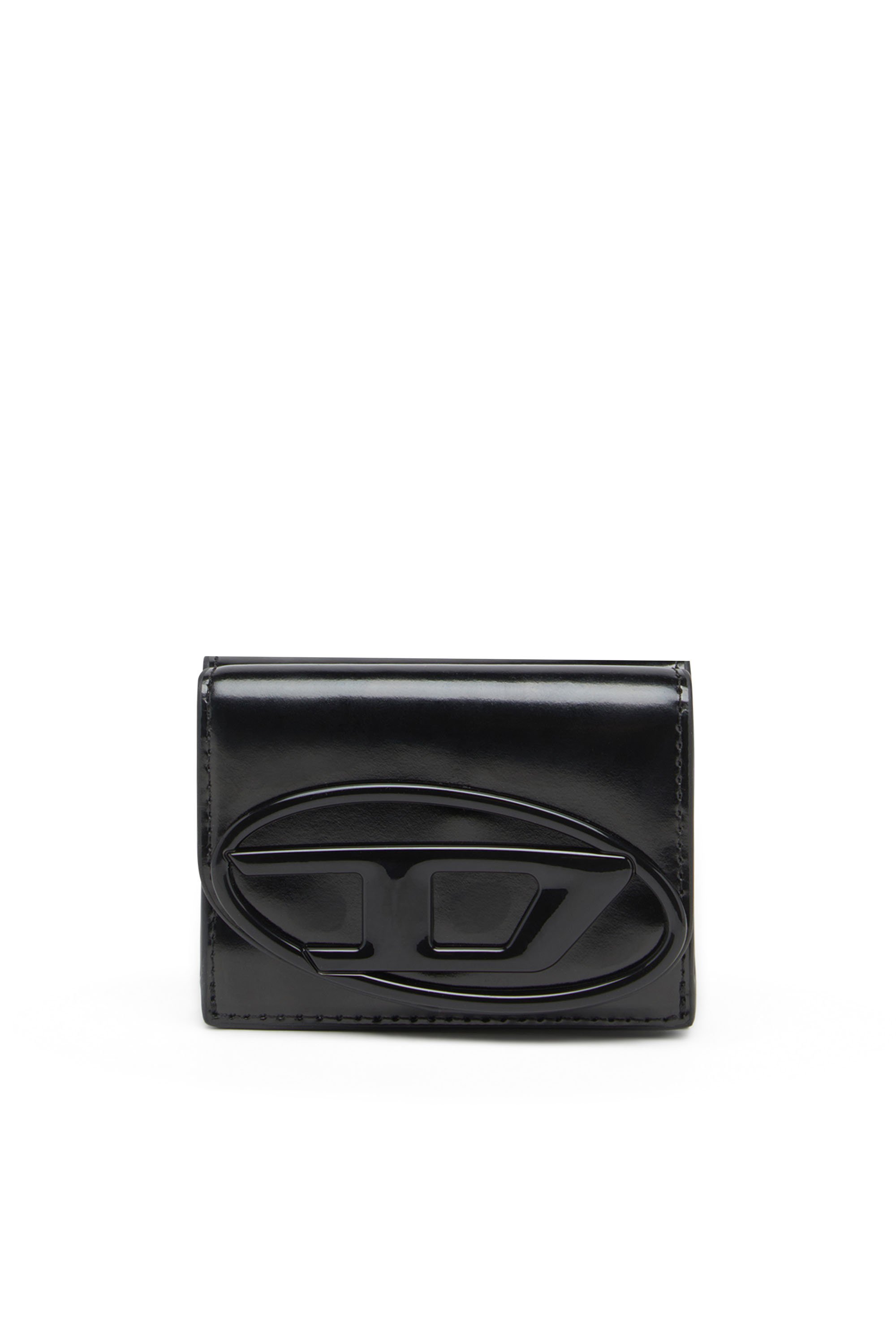 【美品】ディーゼル 1DR 三つ折り財布 シルバー でかロゴ ユニセックス DIESEL】三つ折りウォレット（WOMEN）｜ディーゼル公式