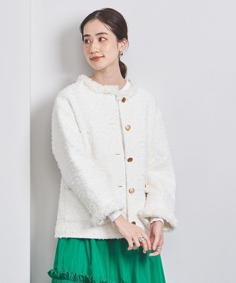 SALE／50%OFF】UNITED ARROWS ファンシーツイード ノーカラー 
