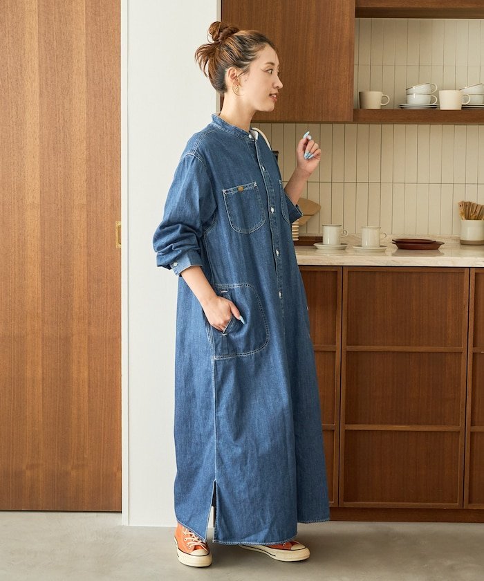 M*様 極美品◆エンフォルド ソフト天竺タックドレープワンピース ネイビー 38 Lee 別注FLARE MAXI ONEPIECE【WEB限定】 25AW フリークスストア