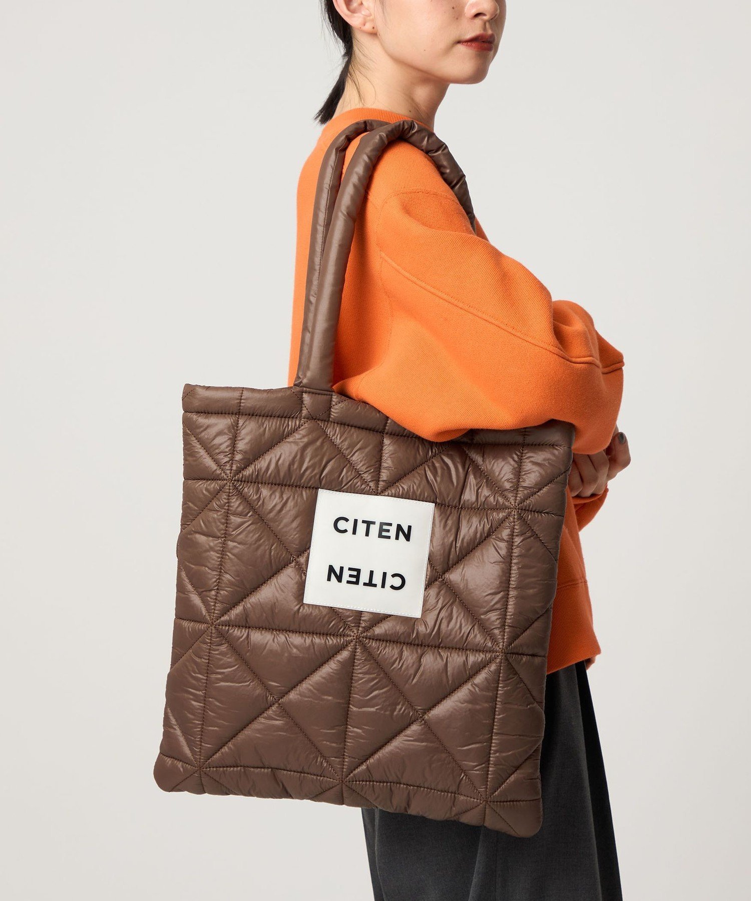 CITEN ＜CITEN＞CITEN パデッド トートバッグ シテン バッグ トートバッグ シルバー グレー オレンジ ピンク ブラウン ベージュ ブラック レッド