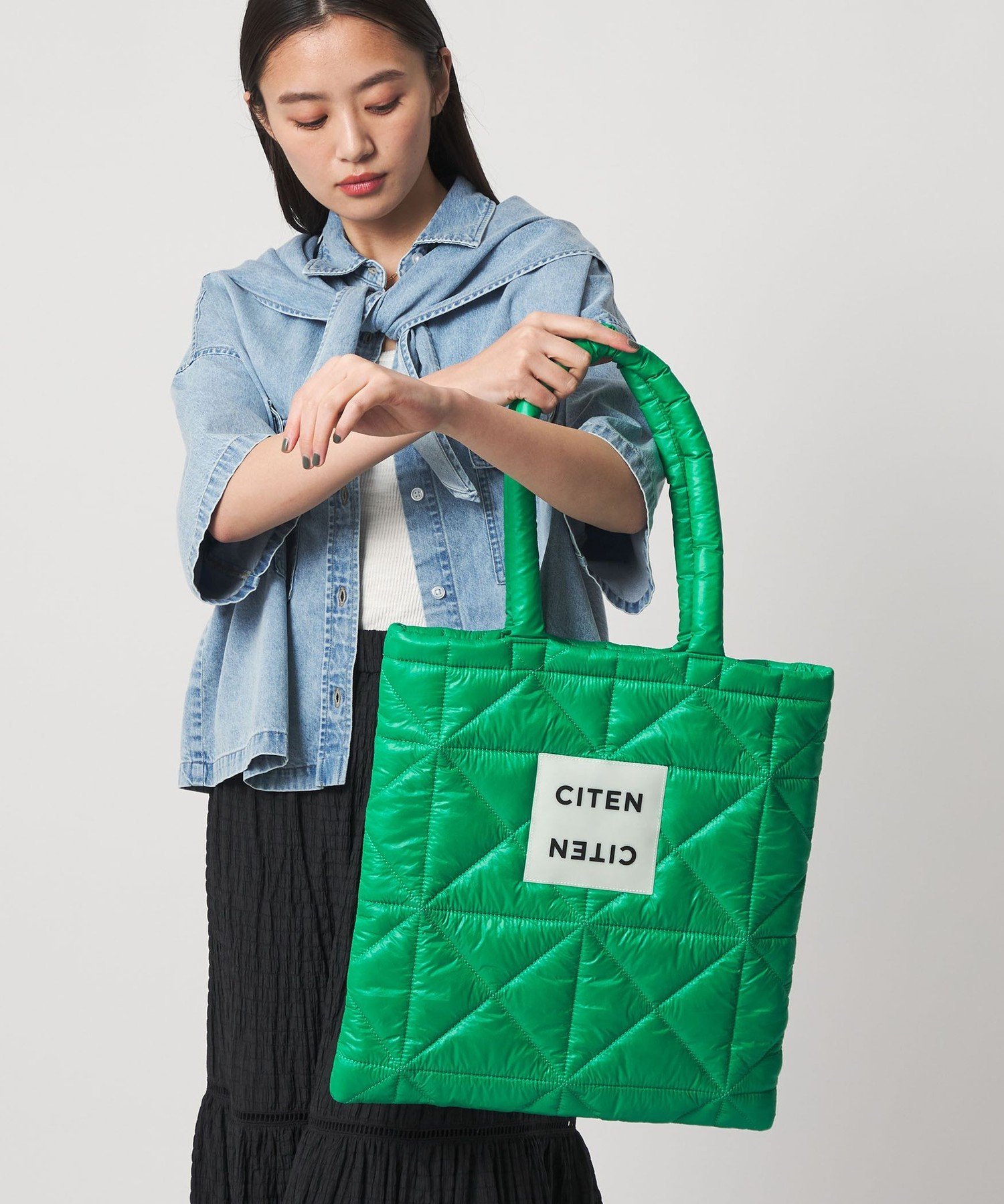 CITEN ＜CITEN＞CITEN パデッド トートバッグ シテン バッグ トートバッグ シルバー グレー オレンジ ピンク ブラウン ベージュ ブラック レッド