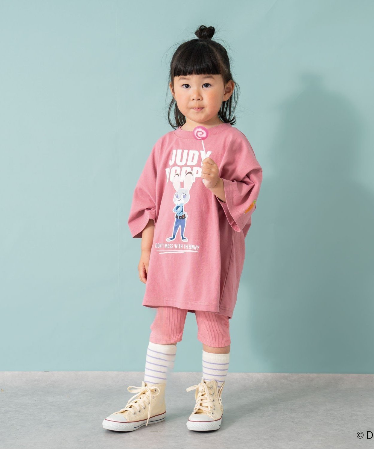 【SALE／20%OFF】and D.petitmain 【ズートピア】ワッペン刺しゅうビッグ半T ナルミヤオンライン トップス カットソー・Tシャツ ピンク グリーン画像