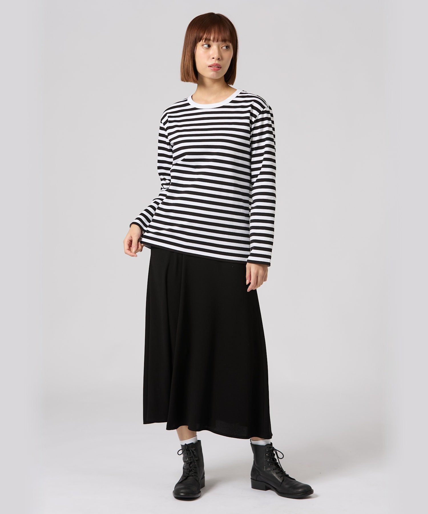 アニエスベー　ボーダーカットソー agnes b.（アニエスベー） tシャツ 太ボーダー コットン 長袖Tシャツ