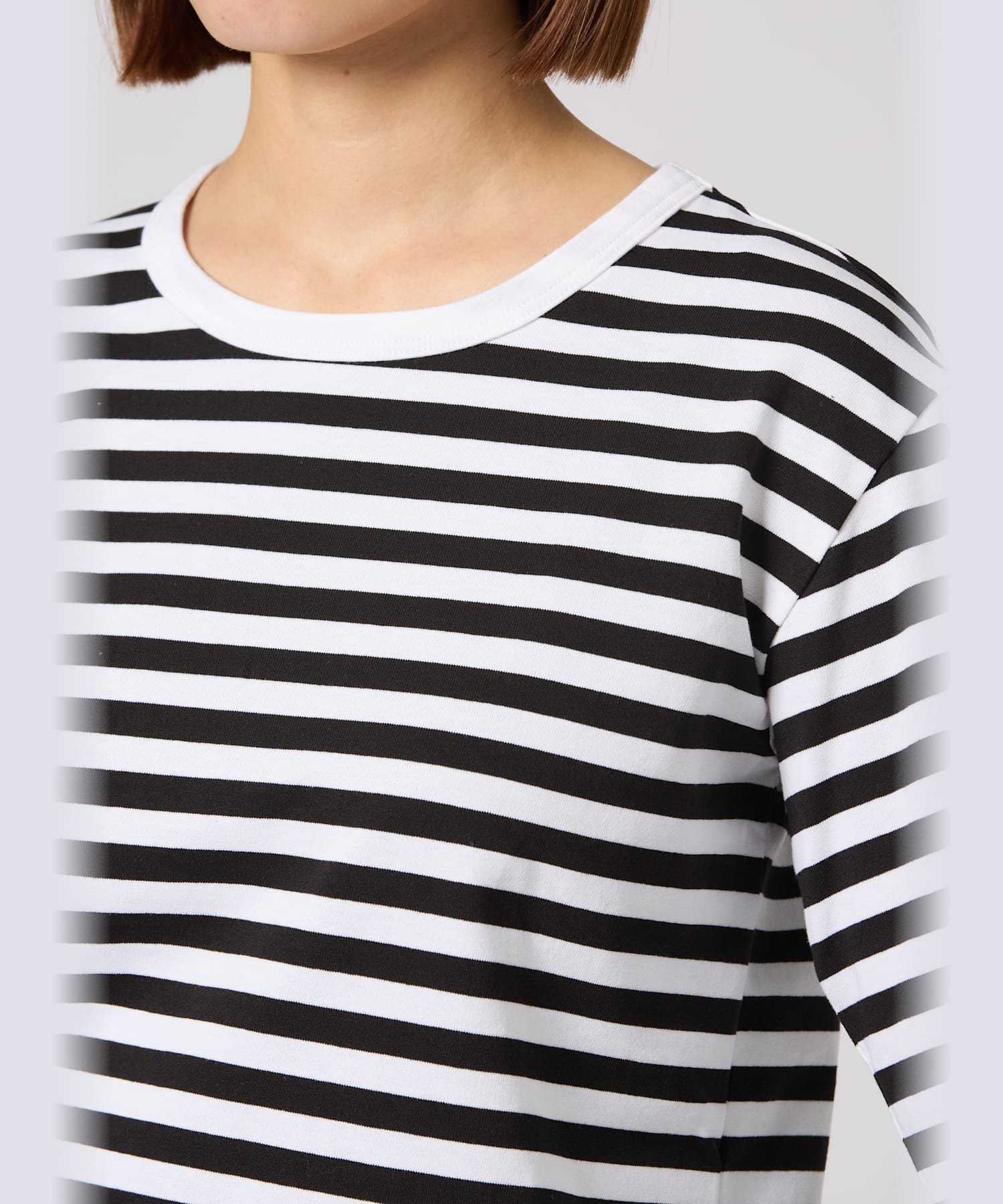 agnes b. FEMME 細ボーダー コットン 長袖 Tシャツ 