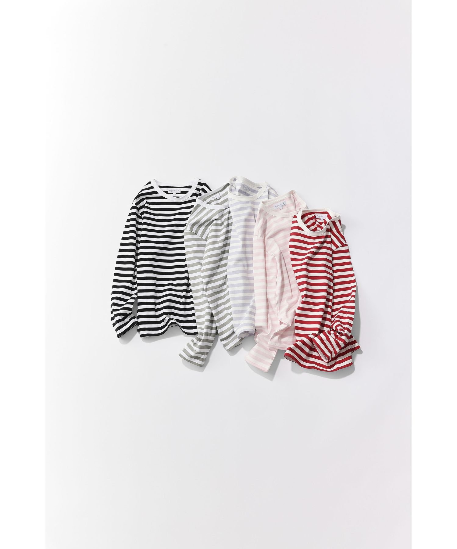 agnes b. FEMME 細ボーダー コットン 長袖 Tシャツ 