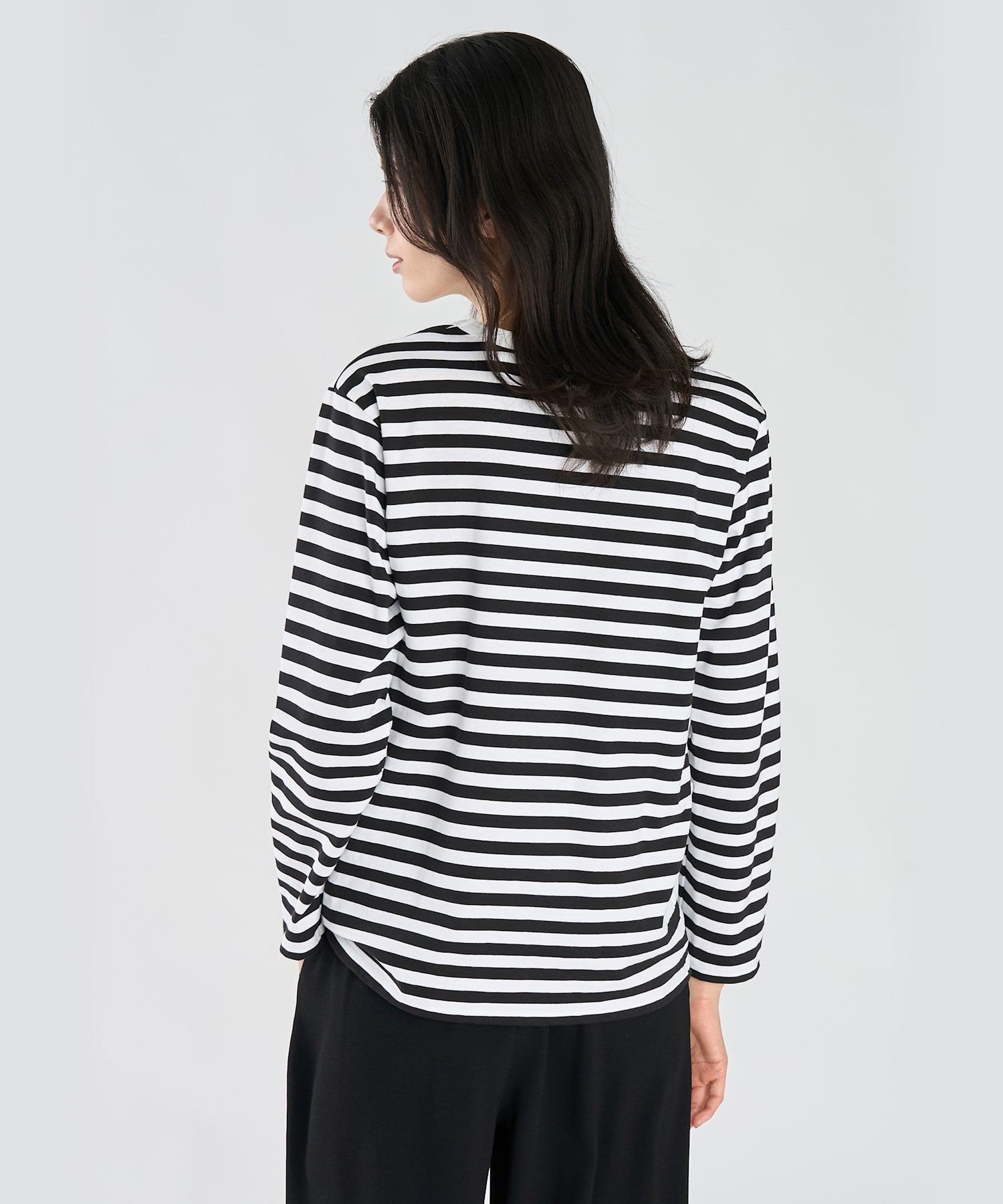 agnes b. FEMME 細ボーダー コットン 長袖 Tシャツ 