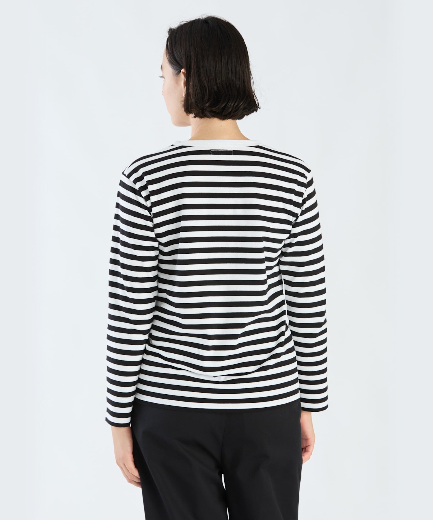 agnes b アニエスベー ボーダー カットソー 長袖 白 黒 agnes b.（アニエスベー） tシャツ 太ボーダー コットン 長袖Tシャツ