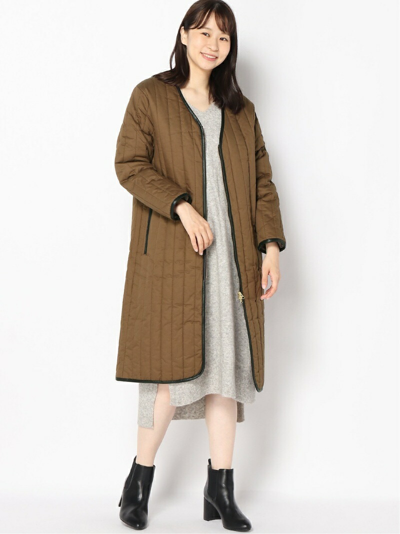 楽天市場 Rakuten Fashion Sale 50 Off ノーカラーvバーティカルキルティングコート Nano Universe ナノユニバース コート ジャケット ロングコート ブラウン Rba E 送料無料 Nano Universe