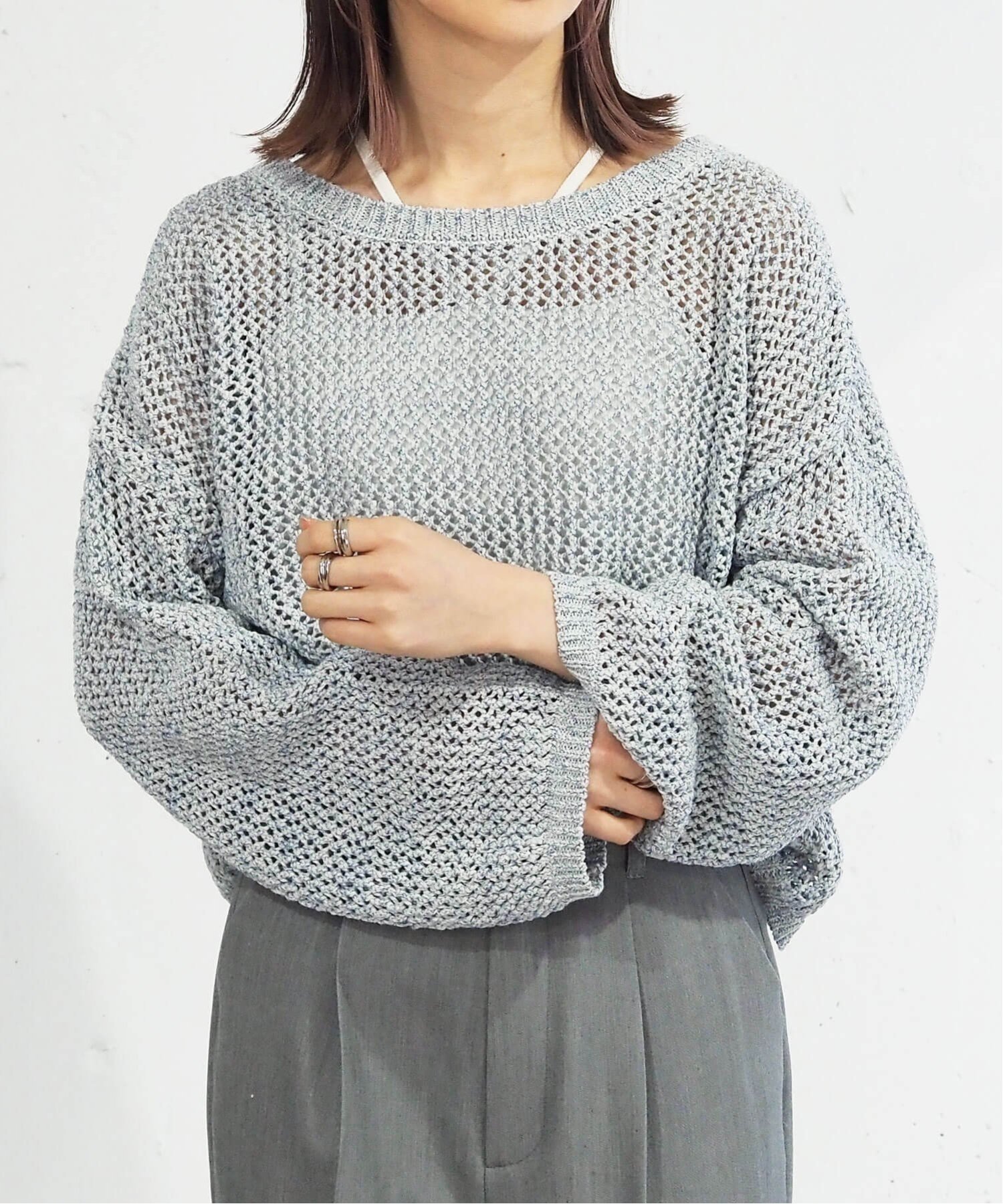 tiptop tiptop/MIXテープヤーンメッシュプルオーバー ティップ tiptop tiptop/MIXテープヤーンメッシュプルオーバー ティップ