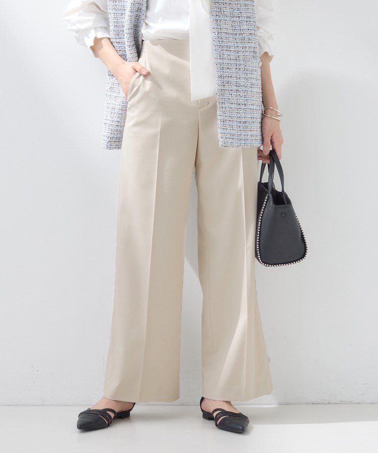 【SALE／55%OFF】INDIVI 【新作褒められパンツ】快温ワイドパンツ インディヴィ パンツ その他のパンツ ベージュ ネイビー グリーン ホワイト【送料無料】