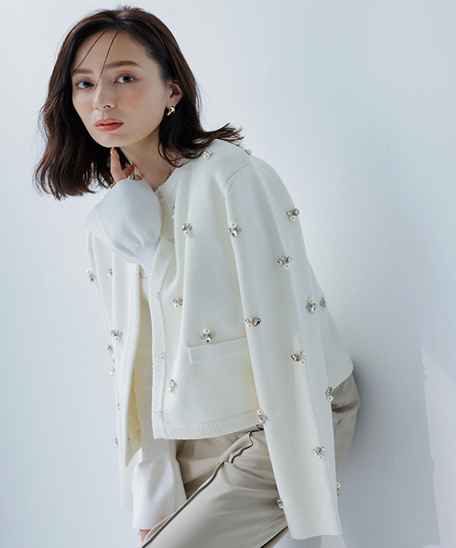 anuans ビジューニットジャケット アニュアンス ジャケット・アウター