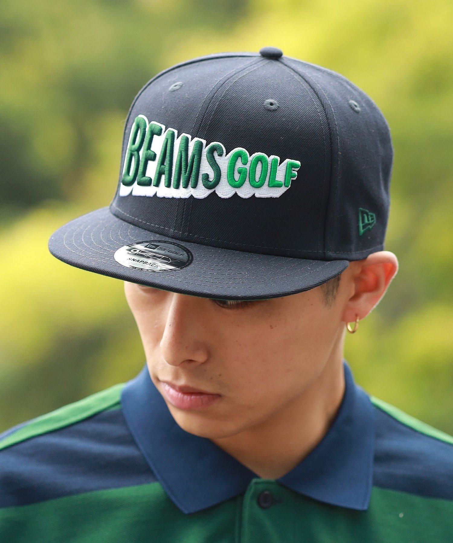 美品【ニューエラ×ビームス・ゴルフ】限定コラボ フラッグ ロゴ キャップ 黒×銀 BEAMS GOLF（ビームス ゴルフ）NEW ERA / ゴルフフラッグ キャップ