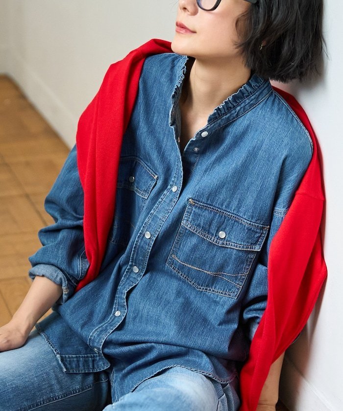 【別注】FRILL COLLAR DENIM SHIRTS