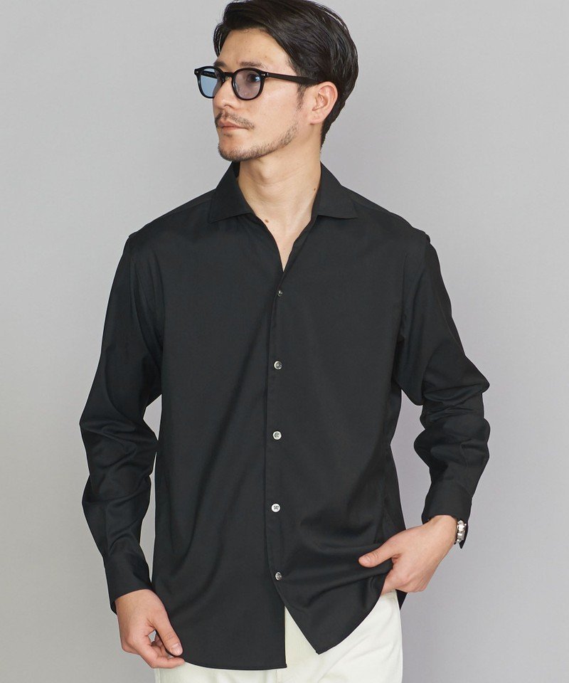 UNITED ARROWS ツイルVカラーシャツジャケット ブラック H＞120/2 ワイダー スシ オープンカラーシャツ | UNITED ARROWS