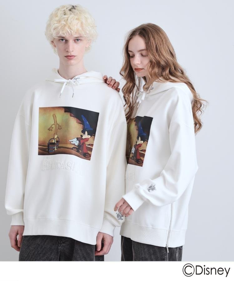 【SALE／50%OFF】tk.TAKEO KIKUCHI ディズニーカプセルコレクション『ファンタジア』パーカー ティーケータケオキクチ トップス パーカー・フーディー ブラック ホワイト グレー【送料無料】画像