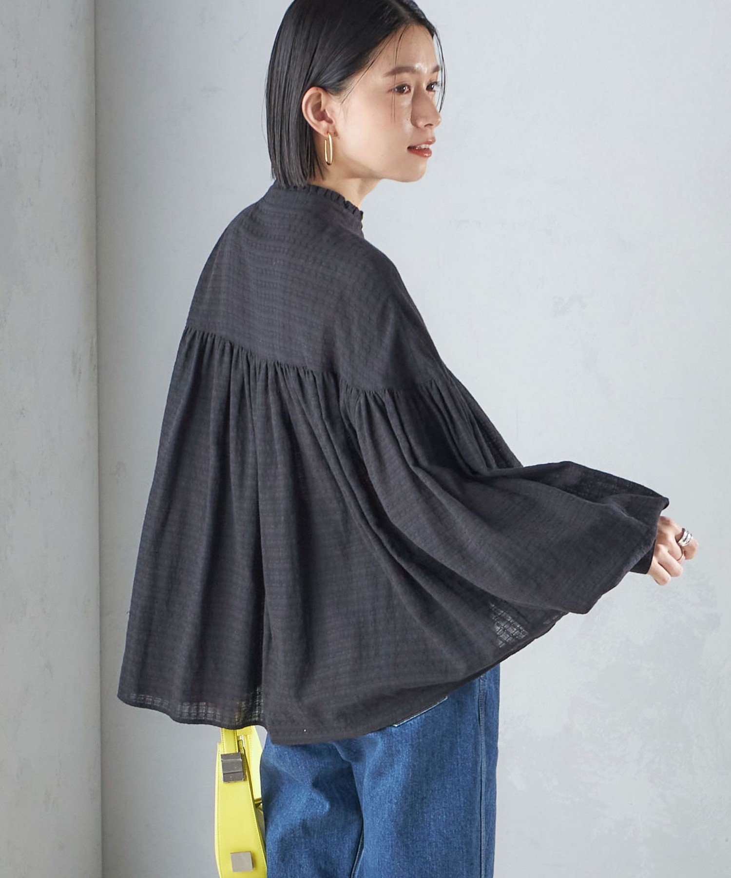 新品未使用 SHIPS 24FW 洗える エアリー ブロード プリーツ ブラウス シップス SHIPS 〈手洗い可能〉エアリー ブロード プリーツ