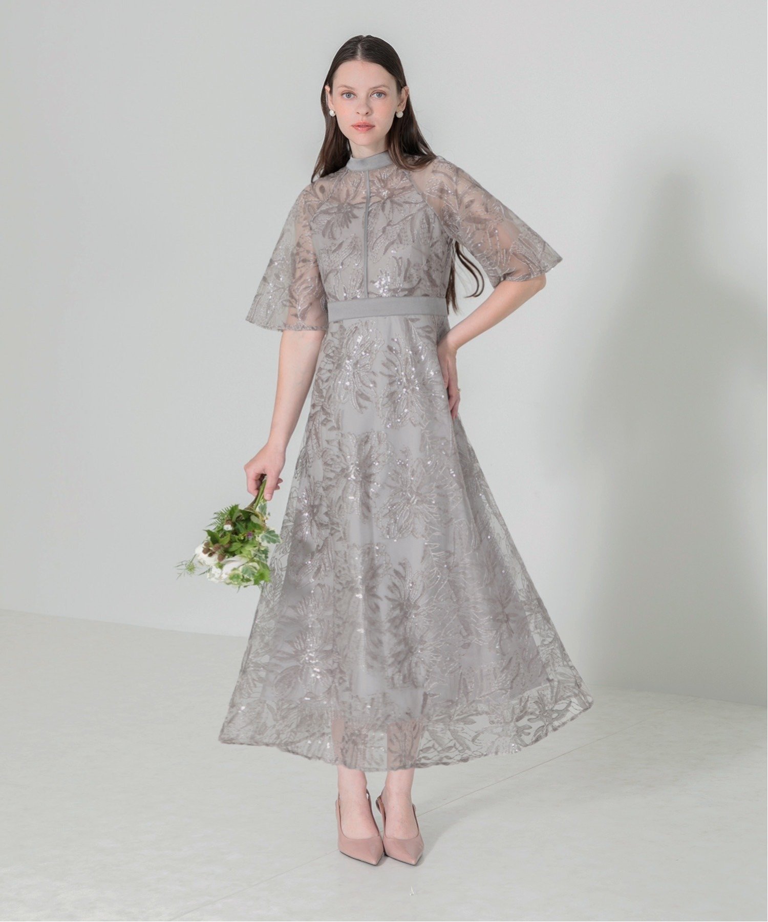 SALE／20%OFF】Leja Leja/スパンコール花柄刺繍プチハイネックウエスト  