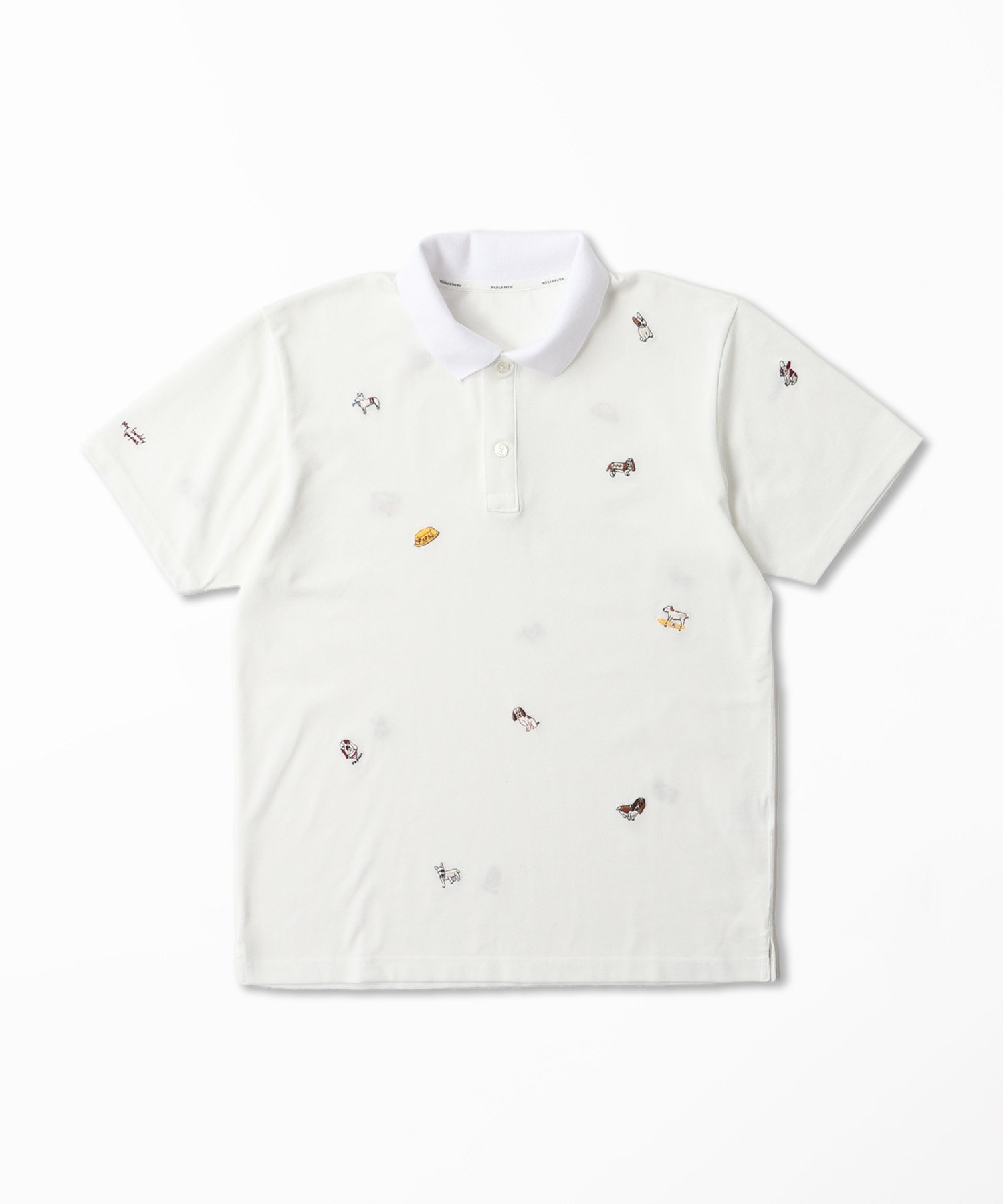 刺繍ロゴ ポロシャツパパスPapas コットンフロントワッペン鹿の子ポロシャツ WEB限定】PAPASワッペン&アップリケ鹿の子ポロシャツ【店頭受取