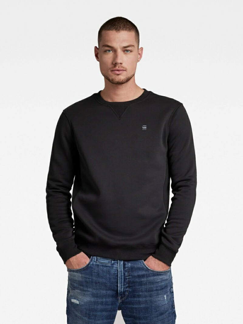 G-STAR RAW ネイビー クルーネック スウェット WEB限定】裏起毛デザインクルーネックスウェット(M ネイビー