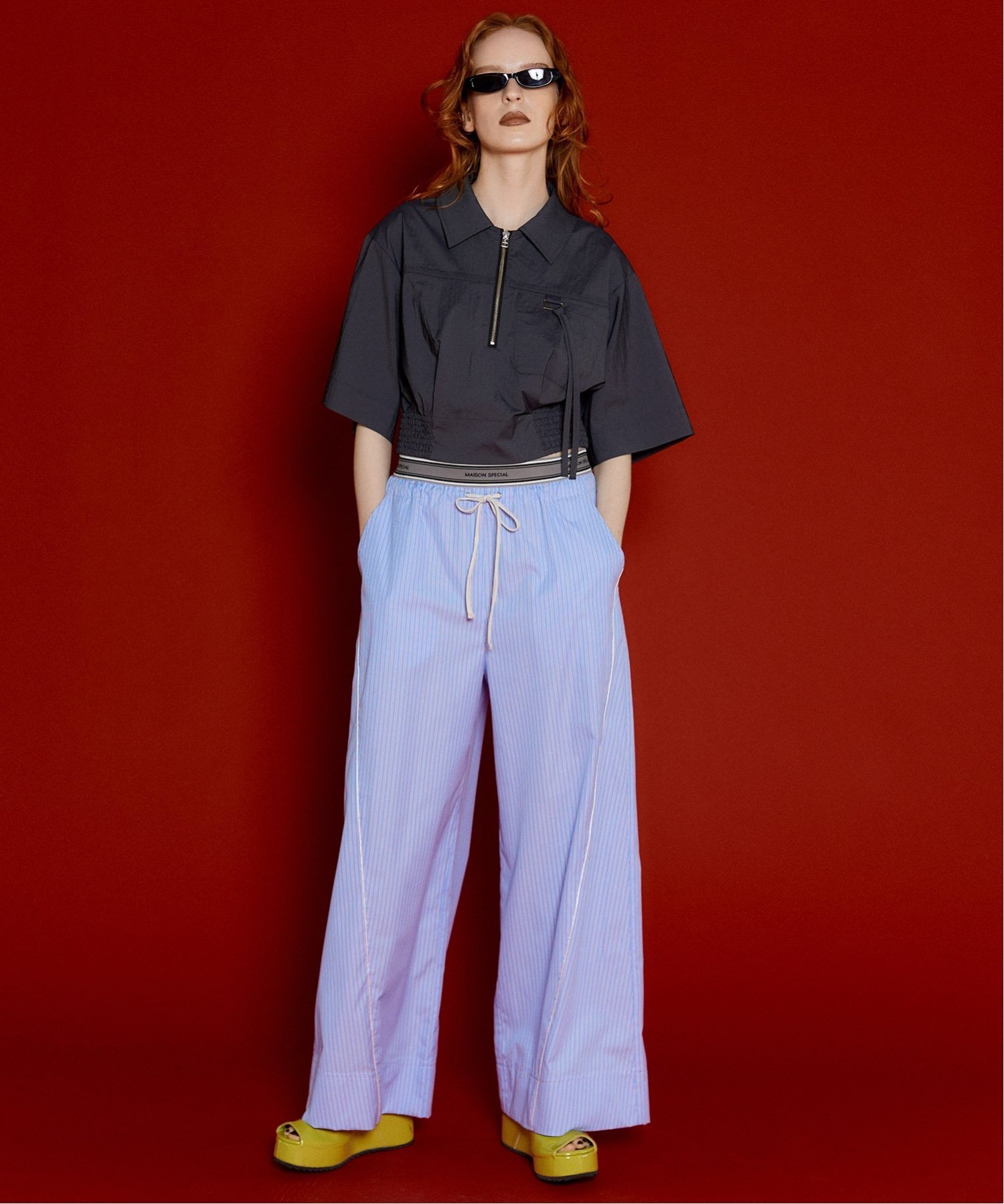 MAISON SPECIAL クロップドハーフZIPトップス【MAISON SPECIAL/メゾン 