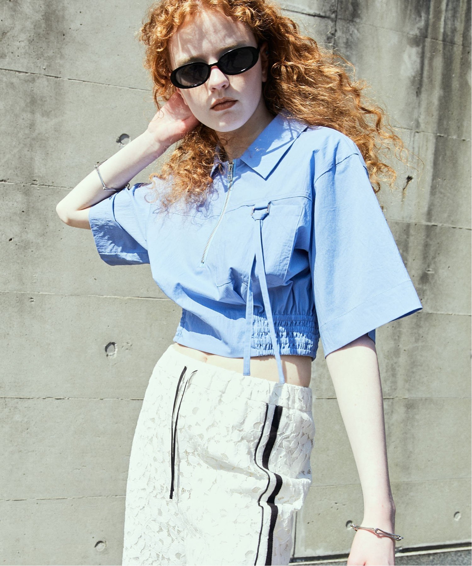 MAISON SPECIAL クロップドハーフZIPトップス【MAISON SPECIAL
