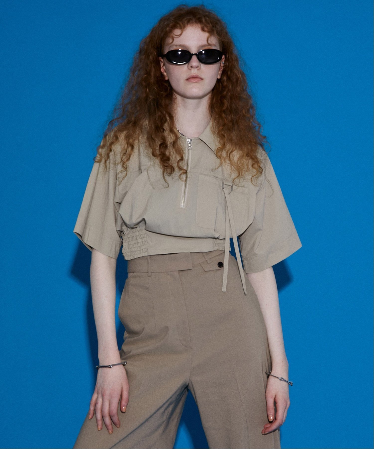 MAISON SPECIAL クロップドハーフZIPトップス【MAISON SPECIAL