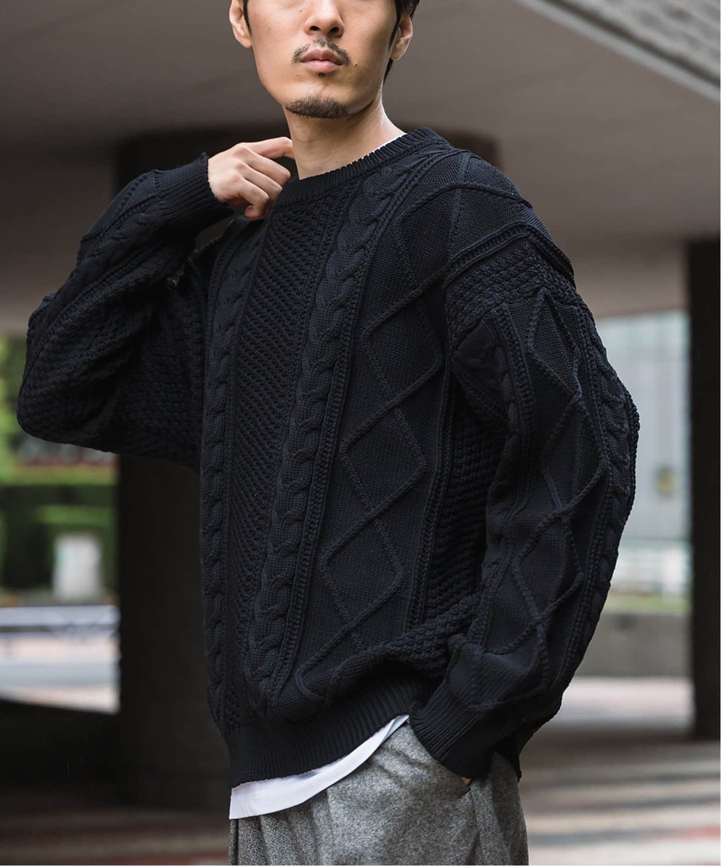 SALE／40%OFF】EDIFICE スポンディッシュ リラックス ケーブル ニット 