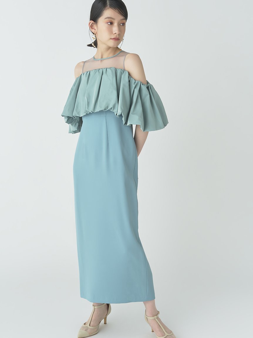 SALE／50%OFF】Lily Brown バルーンスリーブオフショルドレス リリー 