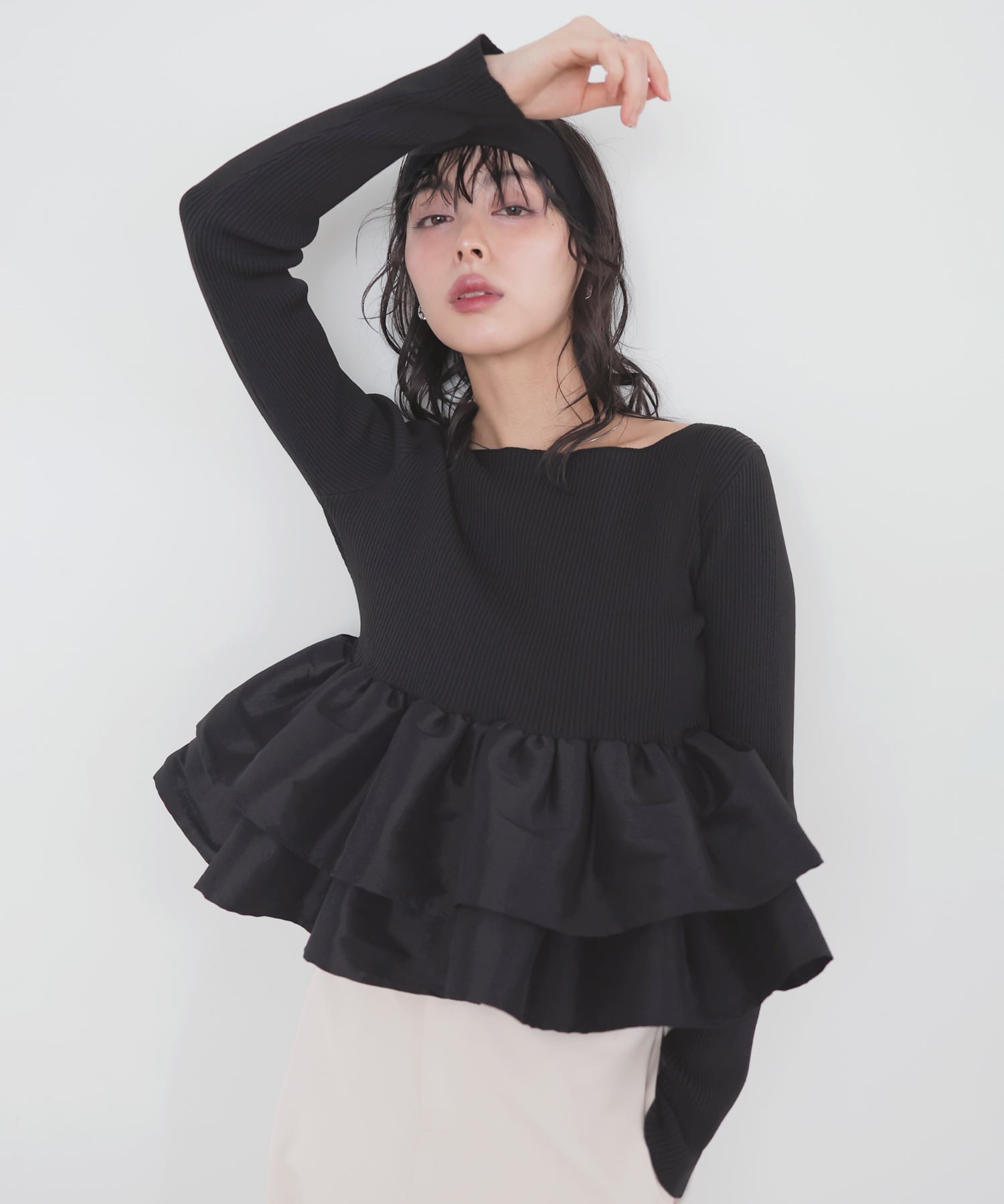 LIAN mayu シャイニーフリルニット ピンク LIAN 【mayu * LIAN】シャイニーフリルニット リアン トップス ニット