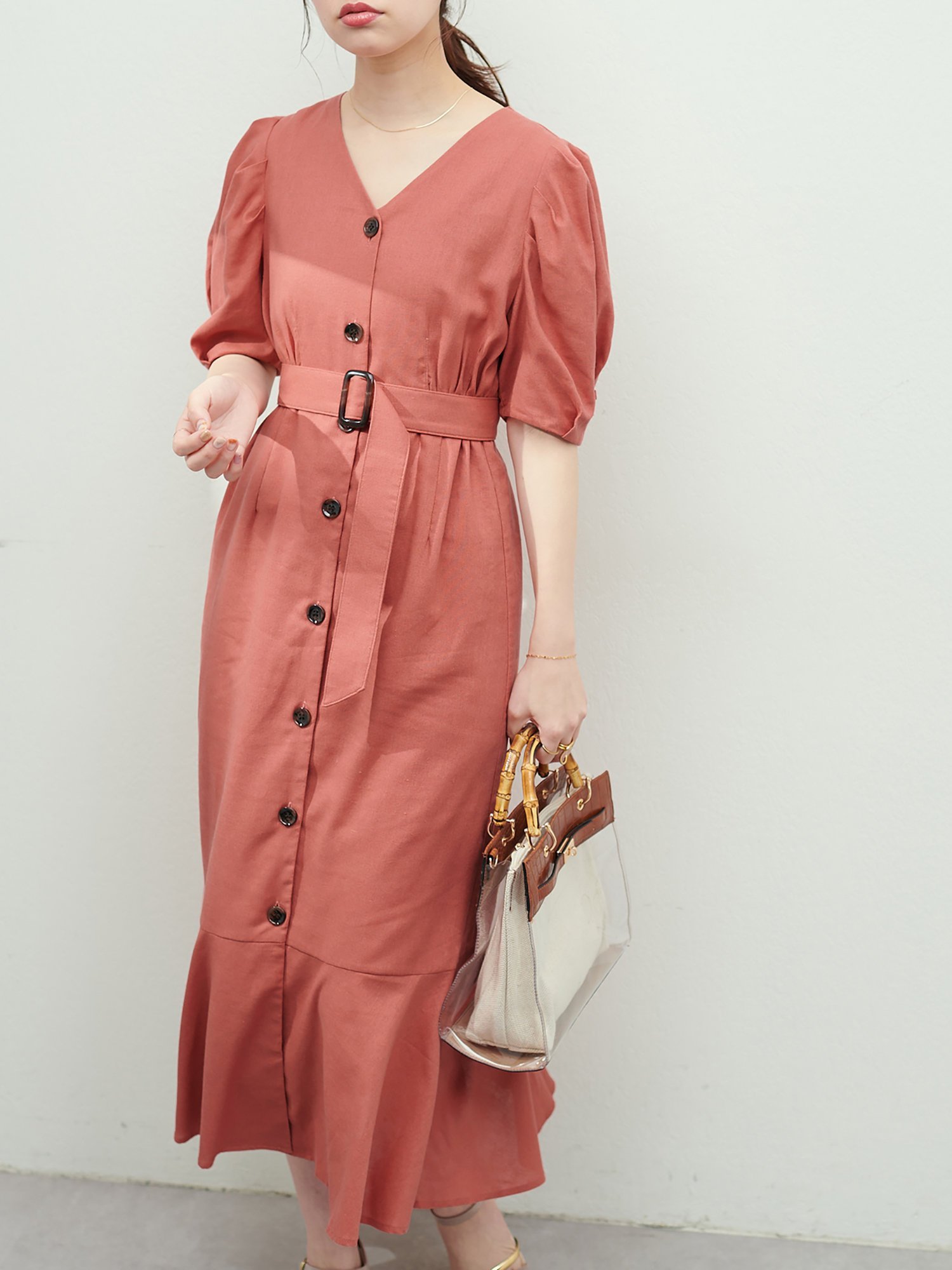 仮　メロンママ♡　　natural couture SALE／50%OFF】natural couture 【M/Lサイズ展開】ベルト付き綿