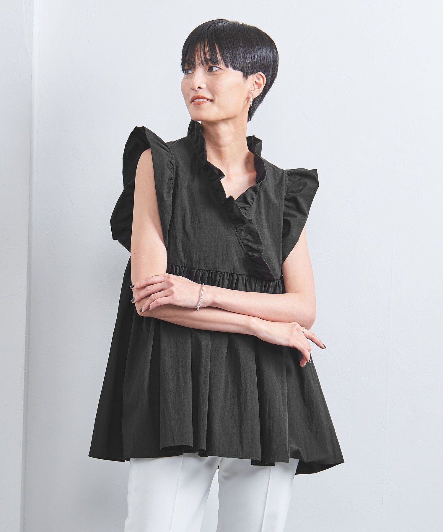 UNITED ARROWS カシュクール フリルギャザー ブラウス ユナイテッド  