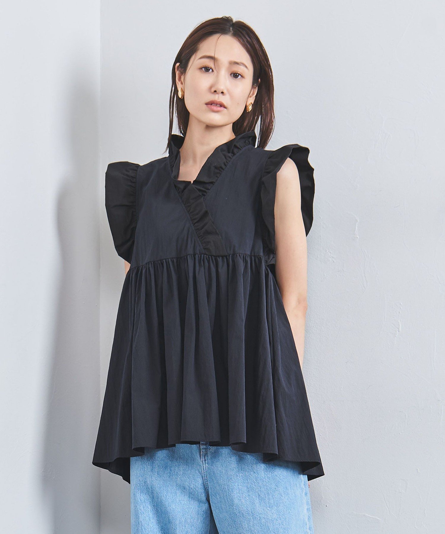 UNITED ARROWS カシュクール フリルギャザー ブラウス ユナイテッド 