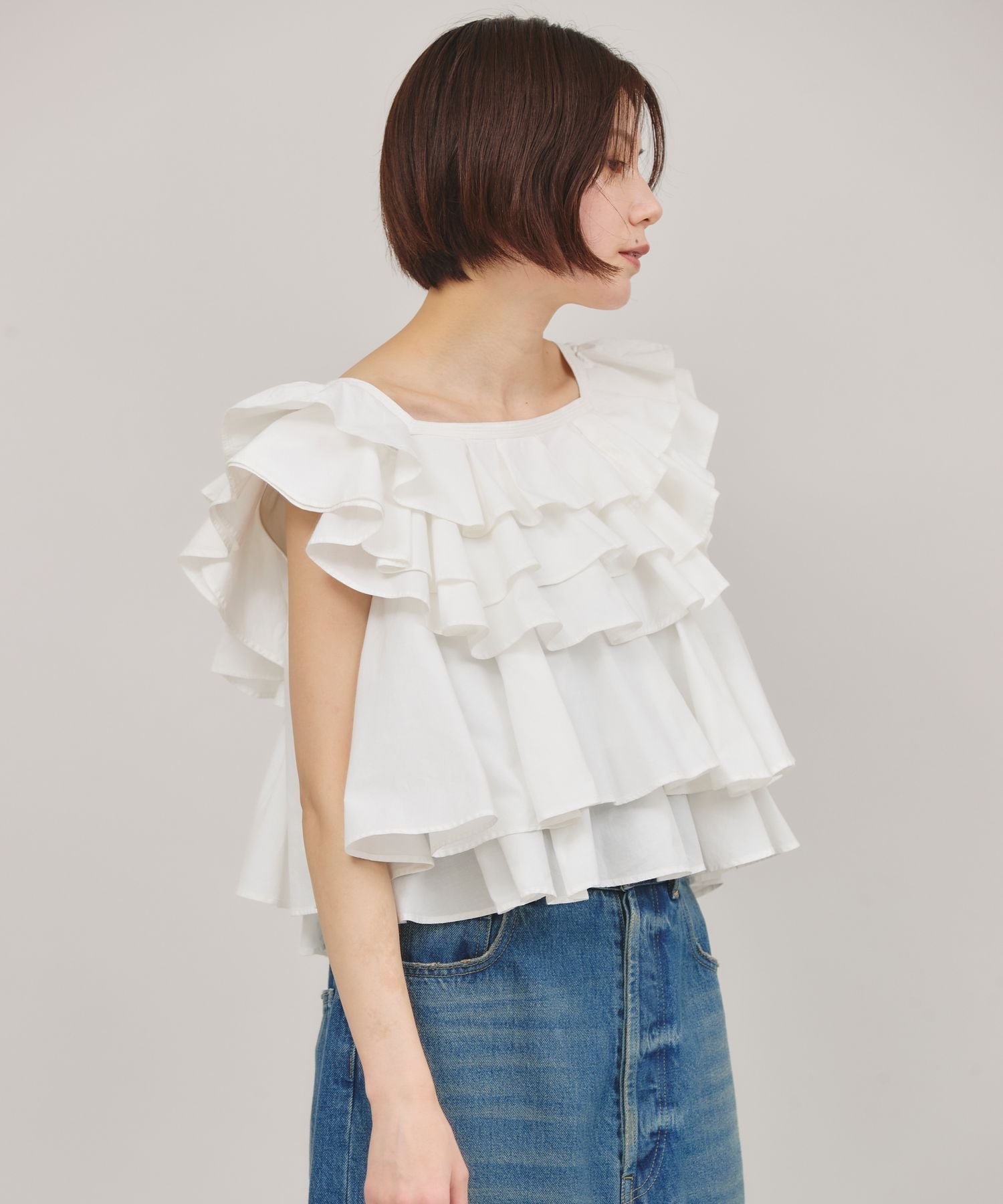 Curensology ポプリンラッフルブラウス カレンソロジー トップス