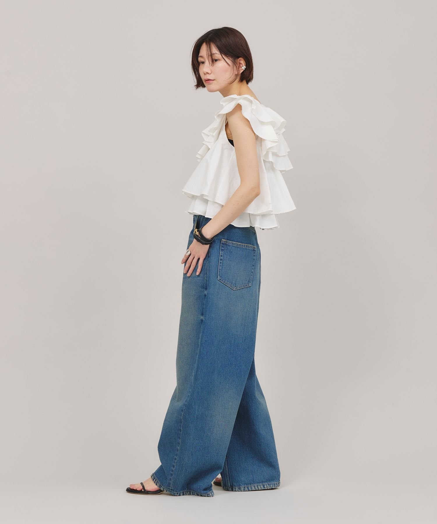 SALE／40%OFF】Curensology ポプリンラッフルブラウス カレンソロジー 