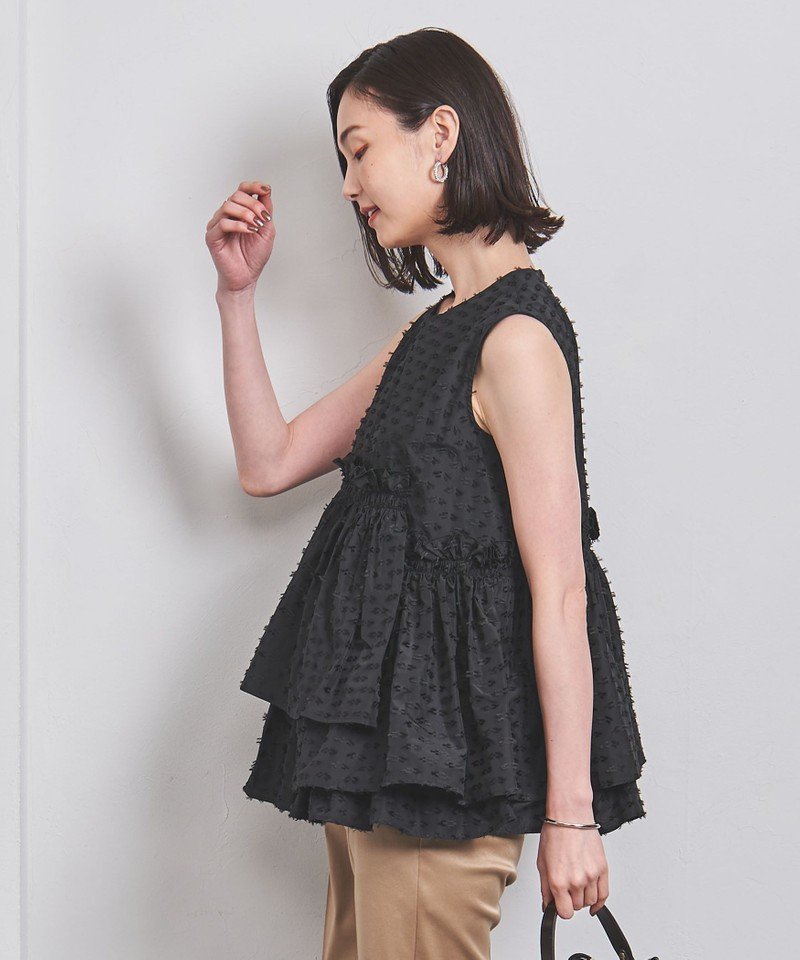 UNITED ARROWS ティアード ギャザー ノースリーブ ブラウス 
