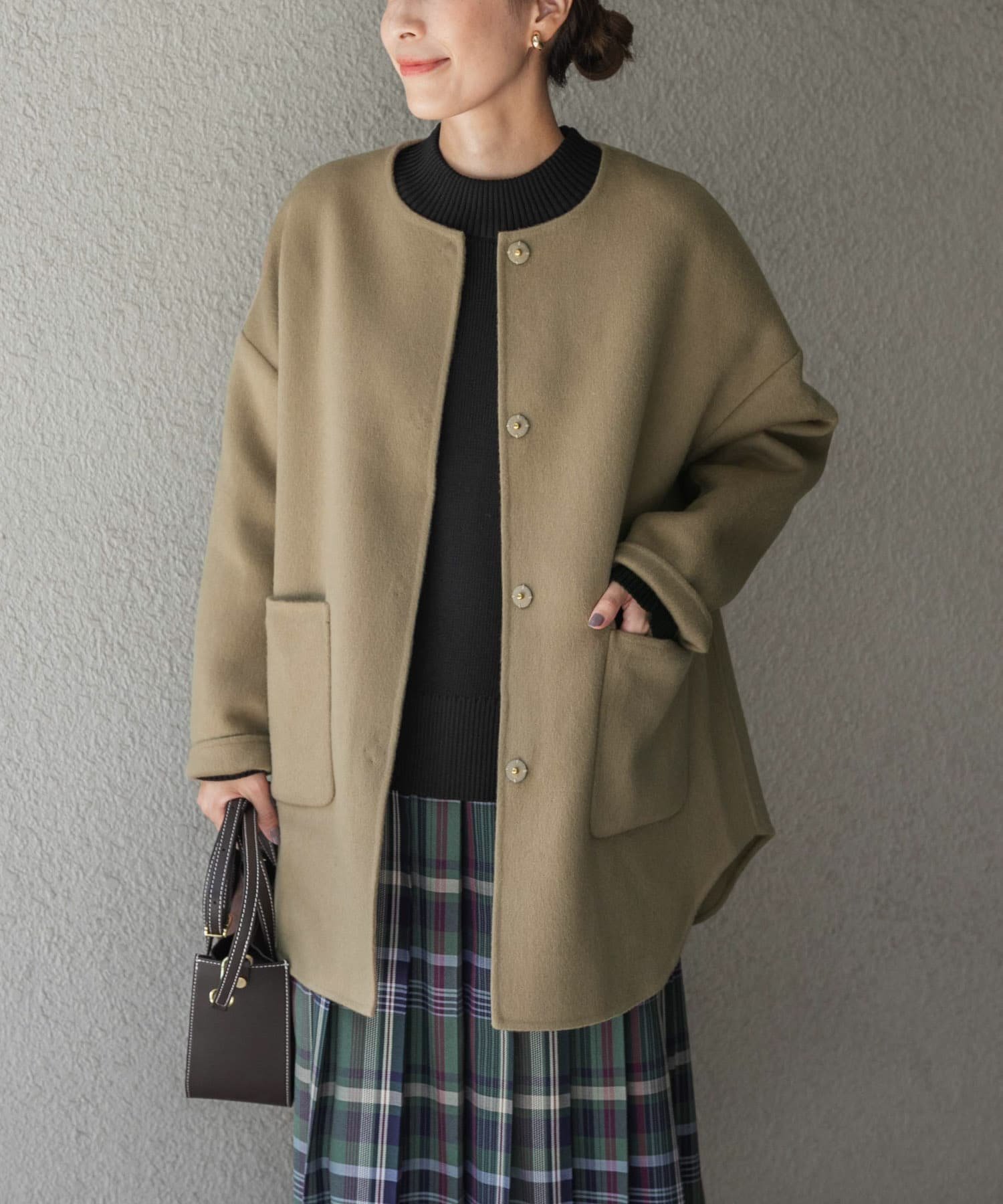 SALE/30%OFF】URBAN RESEARCH DOORS ウールノーカラーミドルコート SALE/30%OFF】URBAN RESEARCH DOORS ウールノーカラーミドルコート