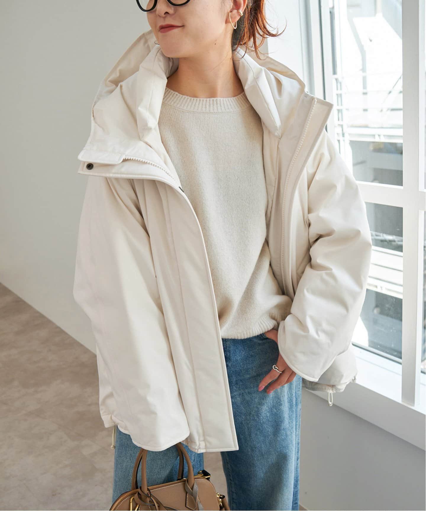 spick and span 撥水フーデッドダウンハーフコート　カーキ 撥水フーデッドダウンハーフコート | スピック＆スパン(Spick