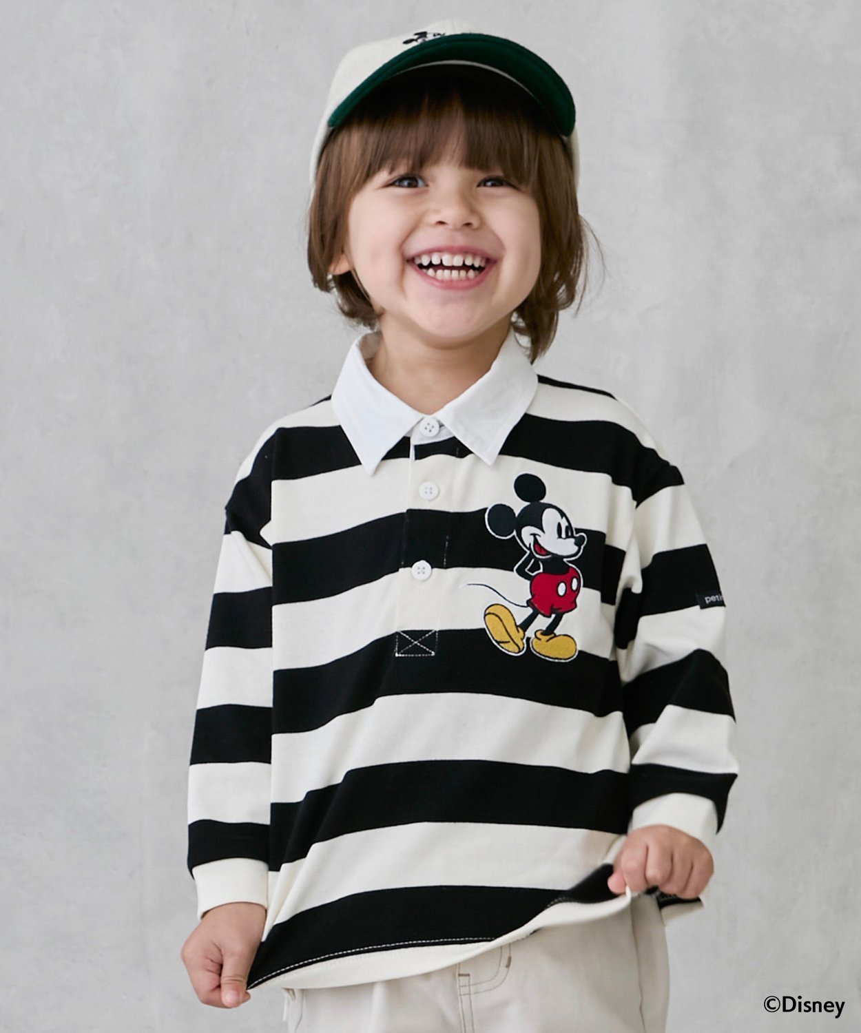 【SALE／50%OFF】petit main 【Disney】【リンク】ラガー長袖Tシャツ ナルミヤオンライン トップス カットソー・Tシャツ ホワイト ネイビー画像