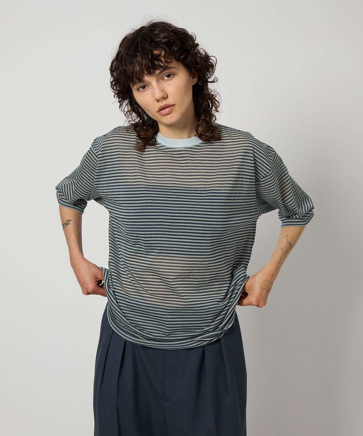 tシャツ 「6(ROKU)」コットン ナイロン カラーロック ロングスリーブTシャツ レディース 6(ROKU) tシャツ 「6(ROKU)」コットン ナイロン カラーロック