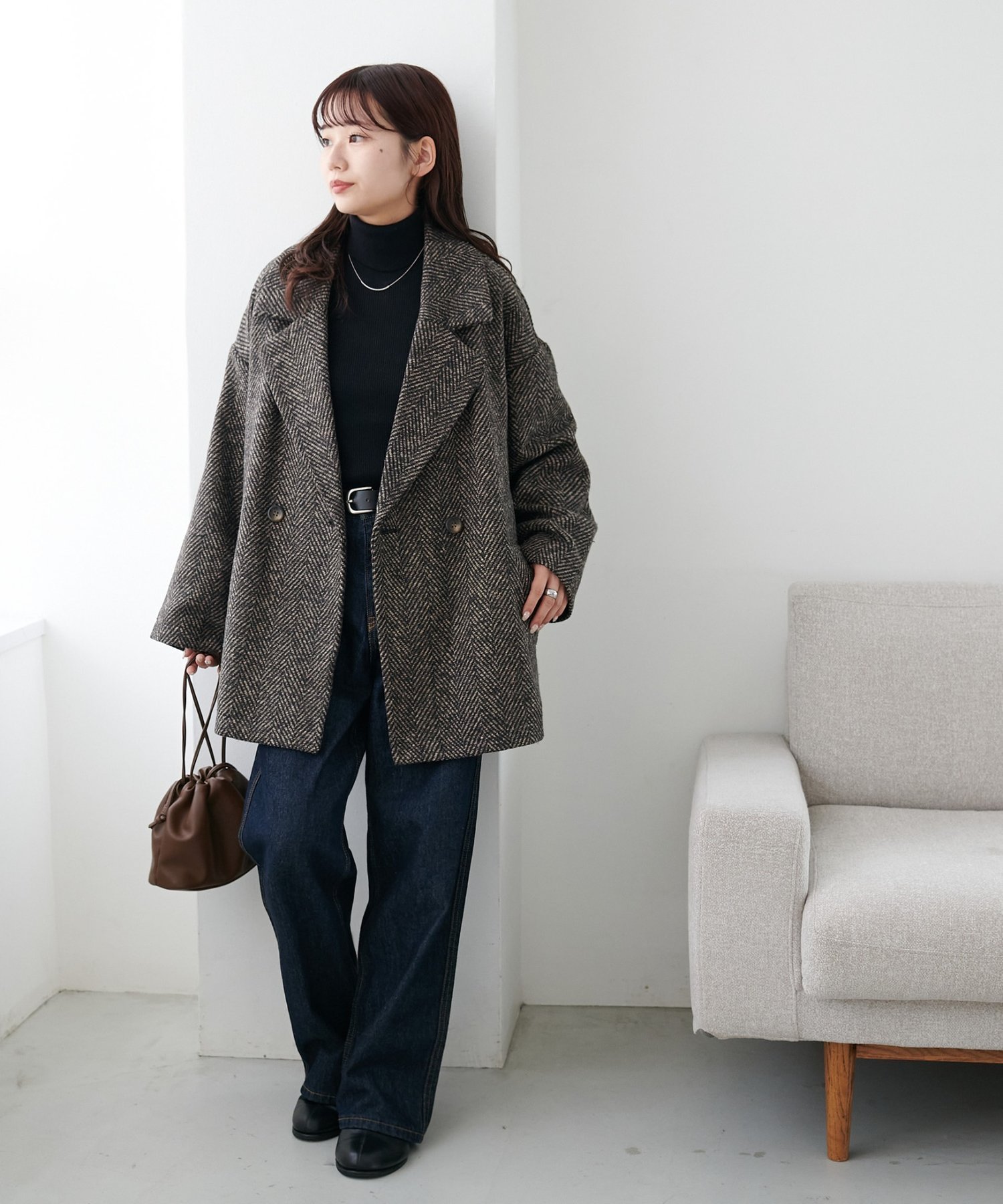 SALE／66%OFF】Discoat 【WEB限定】ヘリンボーンダブルテラー