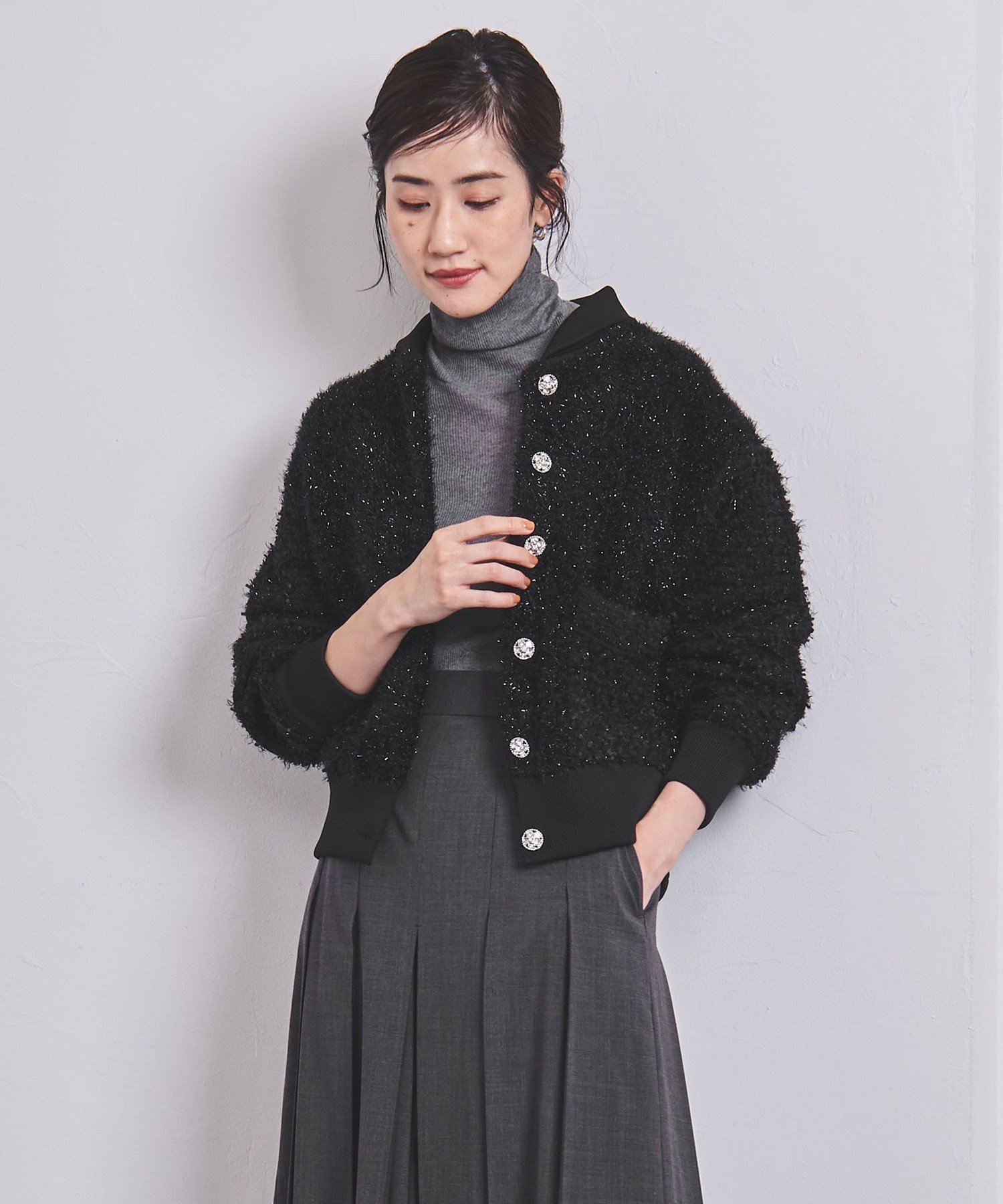 SALE／50%OFF】UNITED ARROWS ツイード ビジュー ニットブルゾン