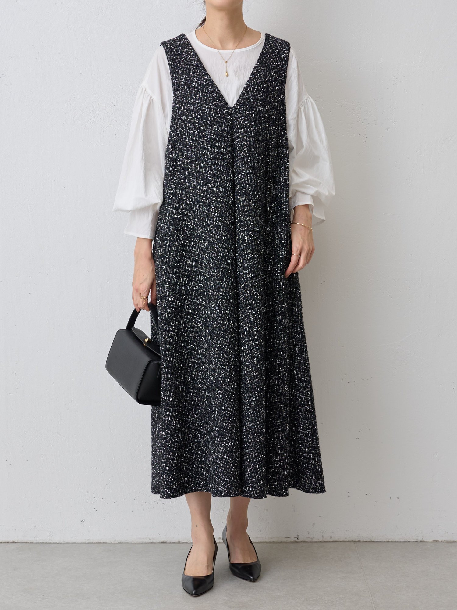 SALE／70%OFF】BEARDSLEY ツイードフレアーワンピース ビアズリー 
