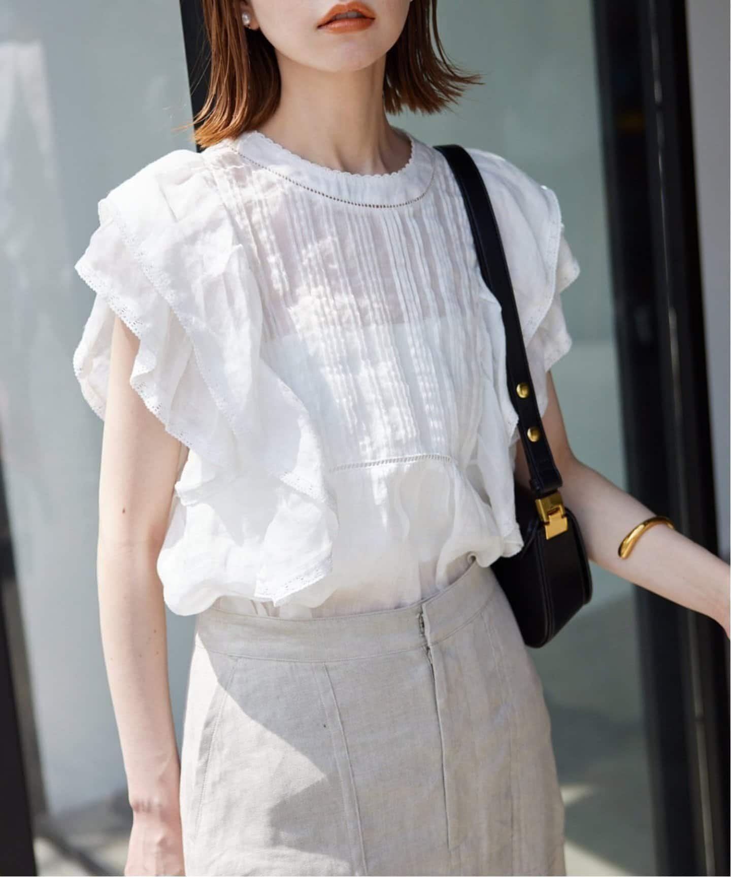SALE／30%OFF】SLOBE IENA 《追加》ラミーフリルピンタックブラウス 