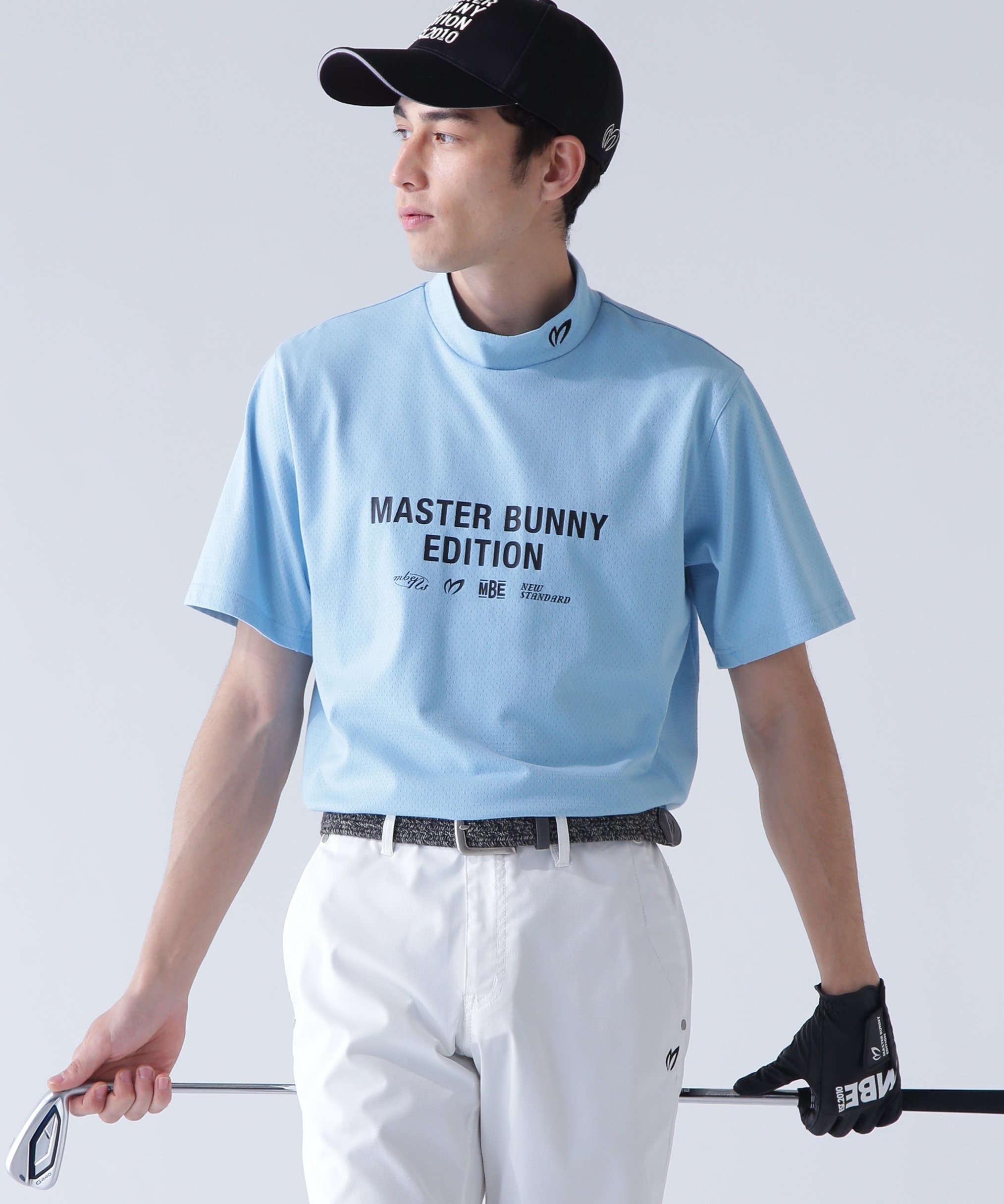 マスターバニーエディション　ワッフルジャージUV半袖ポロシャツ SWAGGY BUNNY】フルダル反染めジャガード半袖ポロシャツ