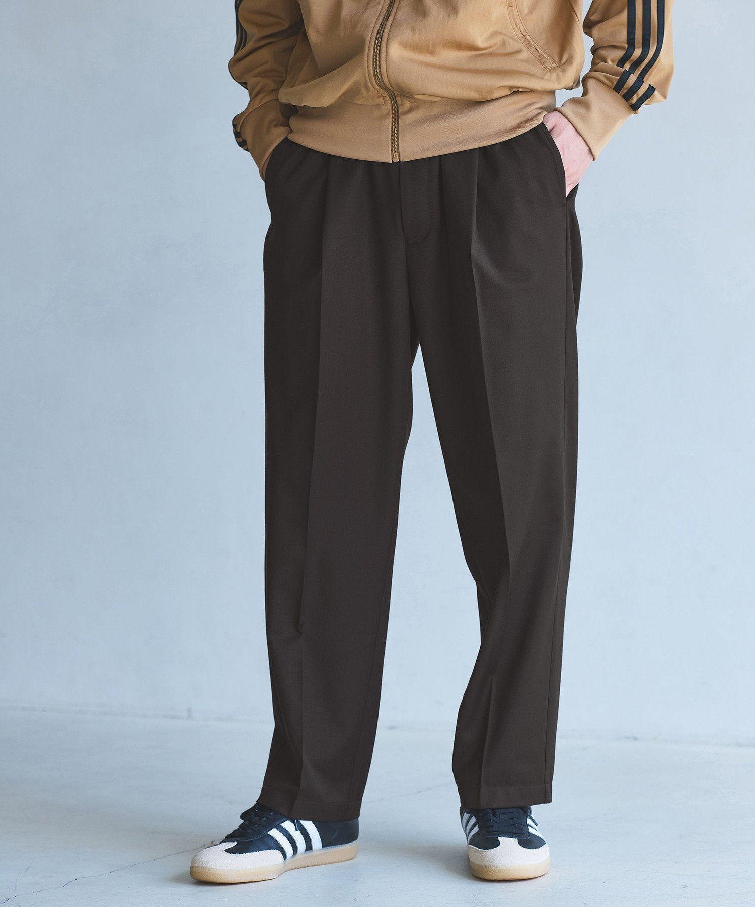 【SALE／50%OFF】UNITED ARROWS green label relaxing TW サージ オルマイ ワイド W3 イージーパンツ -ストレッチ- ユナイテッドアローズ グリーンレーベルリラクシング パンツ その他のパンツ ブラウン ブラック【送料無料】画像